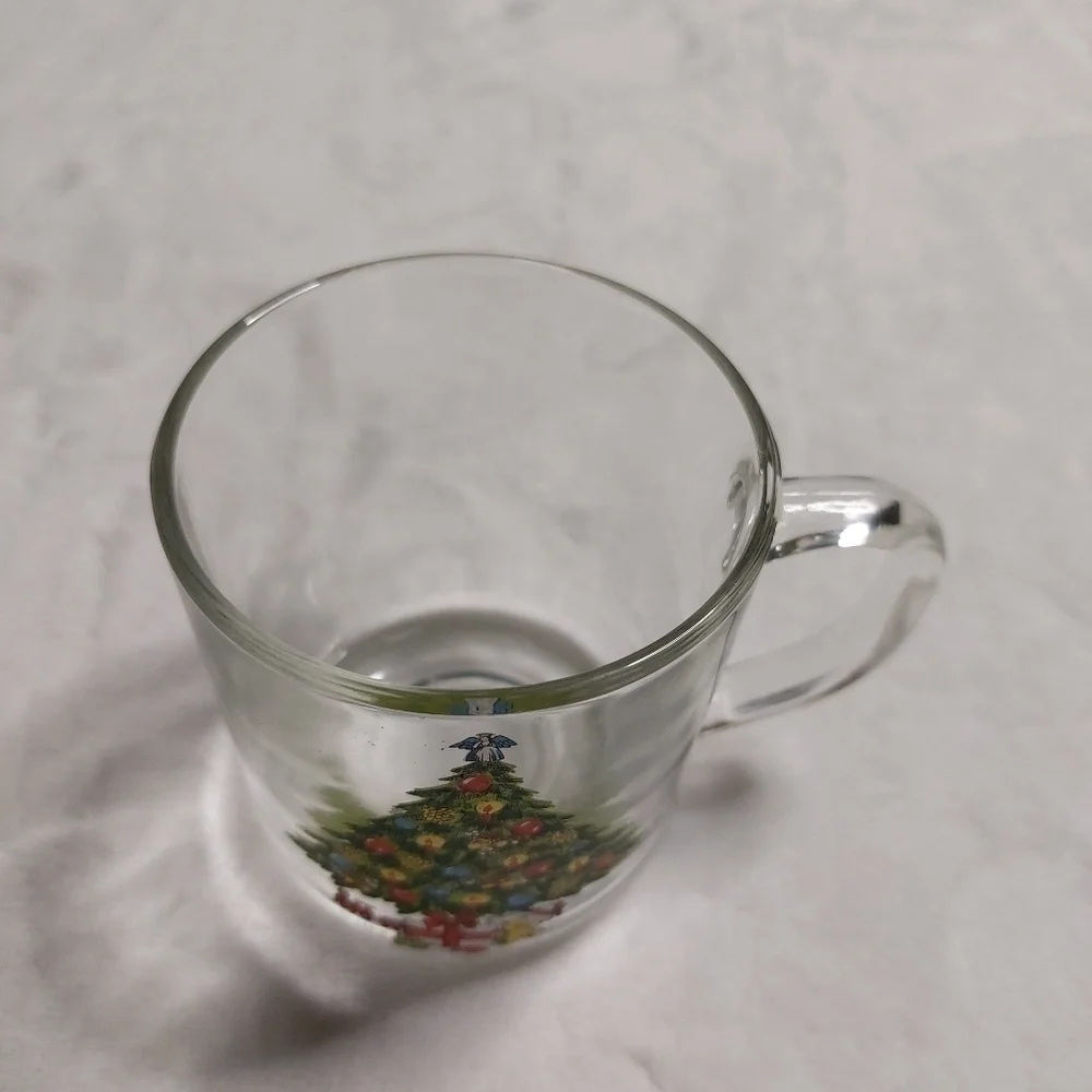 𝅺Sabin Vintage Clear Glass Christmas Tree Coffee Mug